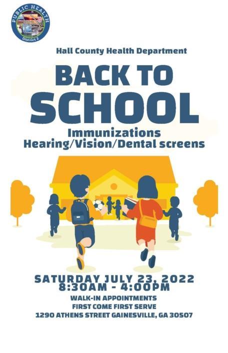 Back to School Immunizations - Hall County Schools